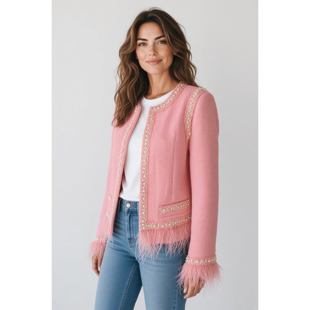 La' Ros Pink Tweed jacket NWT